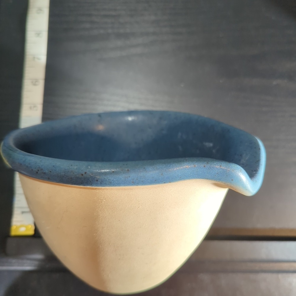 Bennington Vermont Potters Mixing Bowl 1879 Blue Agate Glaze